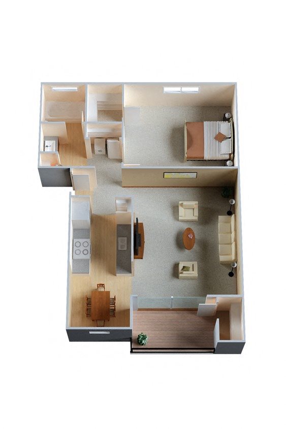 One bedroom Floor Plan 1
